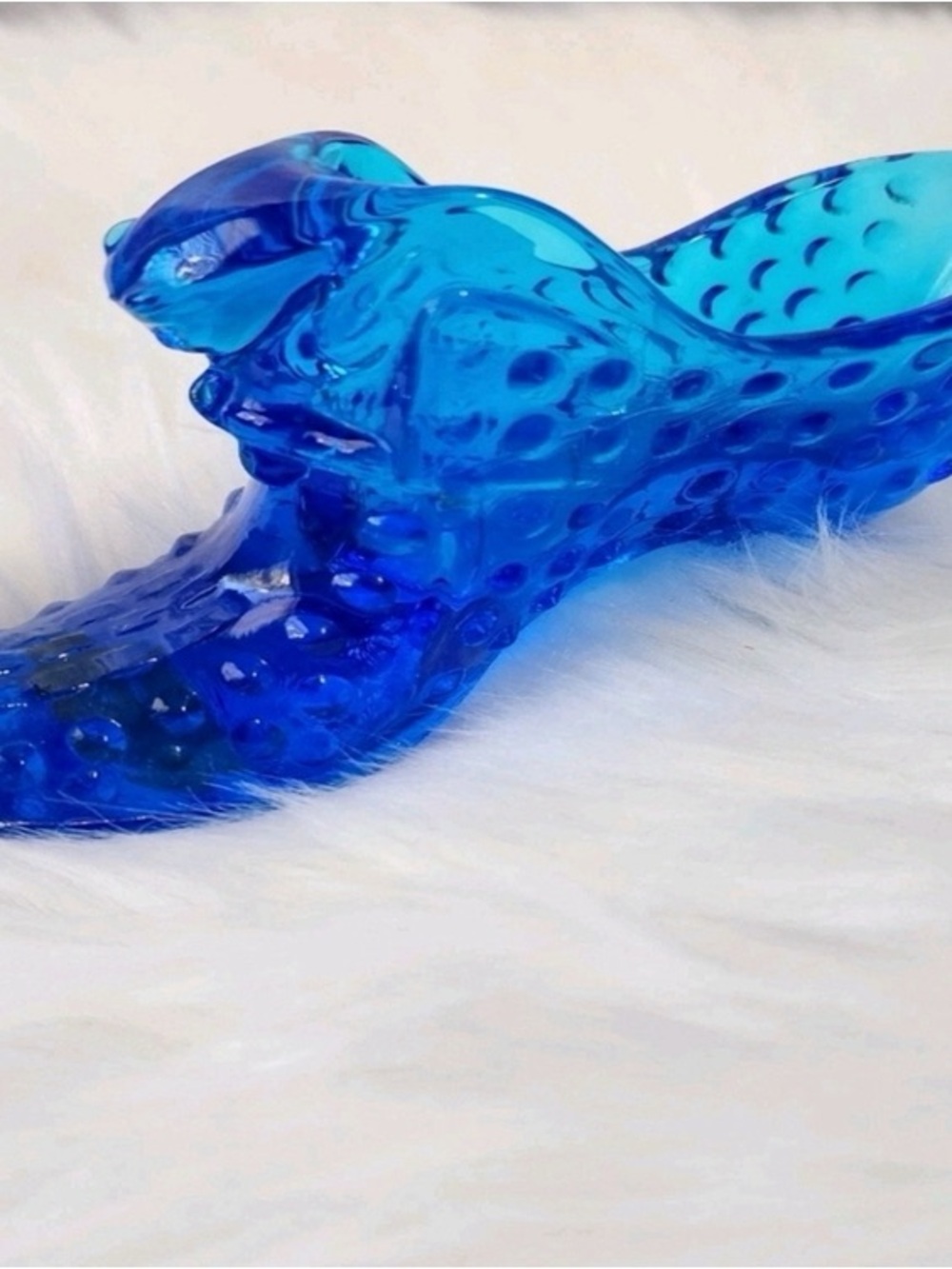 Cobalt Blue Glass Fish Sculpture - Decorative Home Art